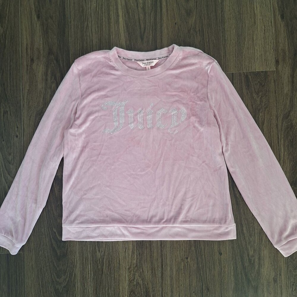 💙 Juicy Couture Sleep Sweatshirt Soft Velour Size M Girly Y2K Pink